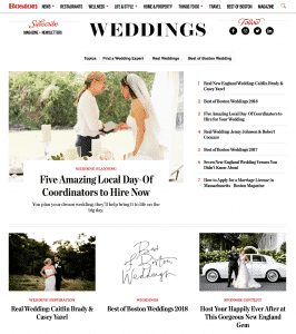Cover of the Boston Magazine Weddings section from September 18, 2018